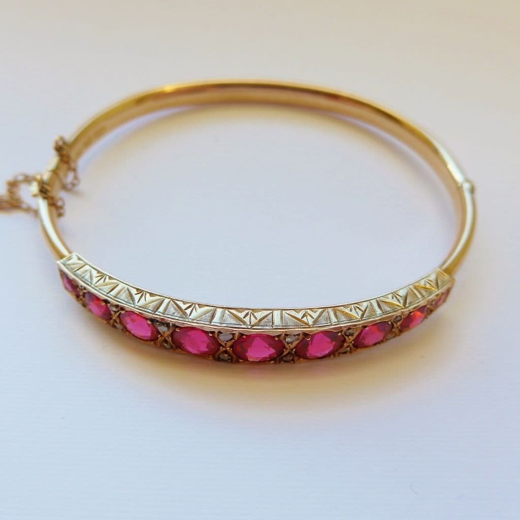 Garnet bangle bracelet Clearance